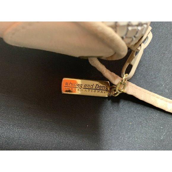 VTG Whiting & Davis Leather Crossbody Purse Bag Ivory Mesh Metal Zip Sma… - Picture 4 of 8